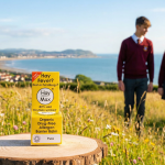 Image shows HayMax Pure Hay Fever Allergen Barrier Balm. In the background are two school children walking over fields